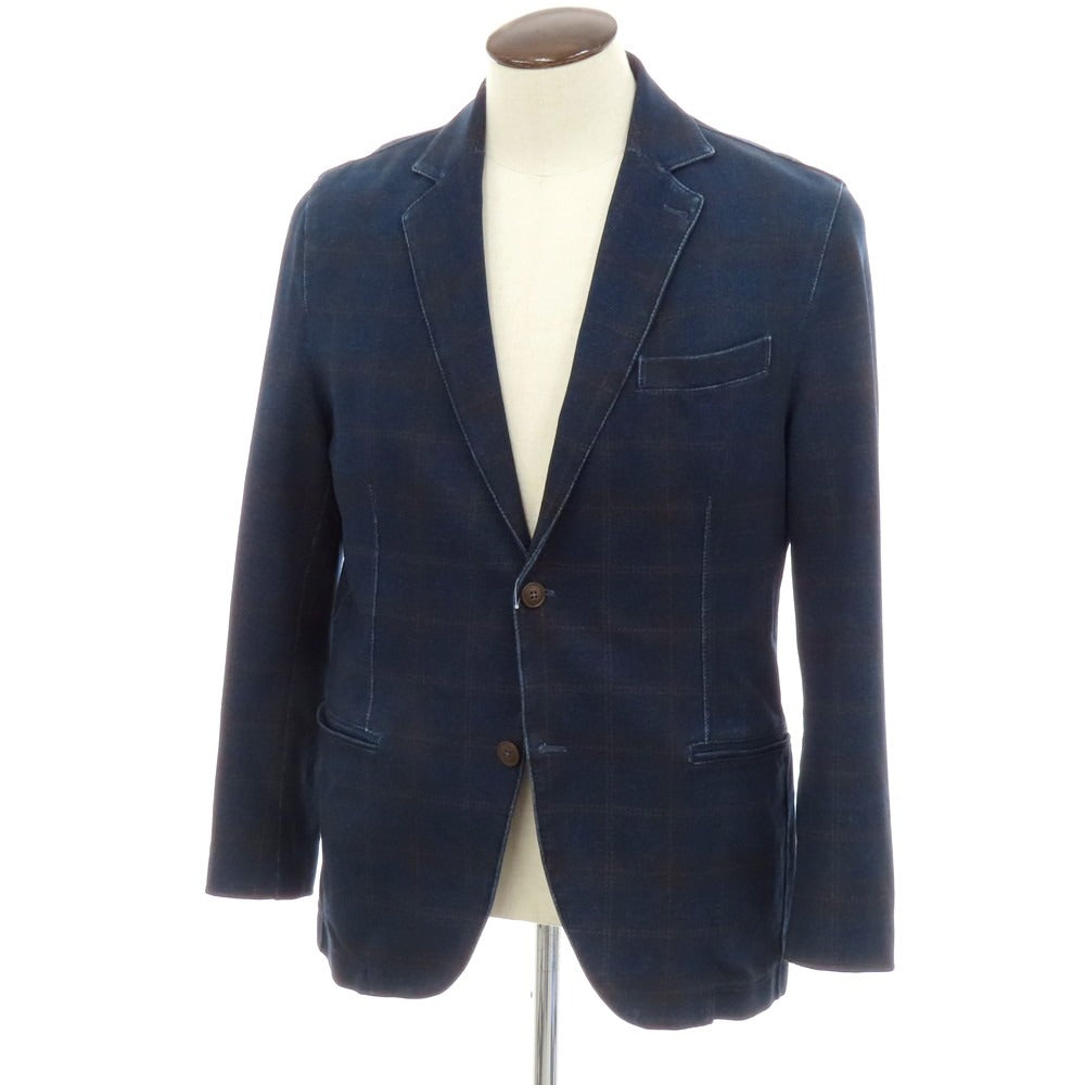 【中古】チルコロ1901 CIRCOLO 1901 スウェットコットン チェック カジュアルジャケット ネイビー【 50 】【 状態ランクD 】【 メンズ 】