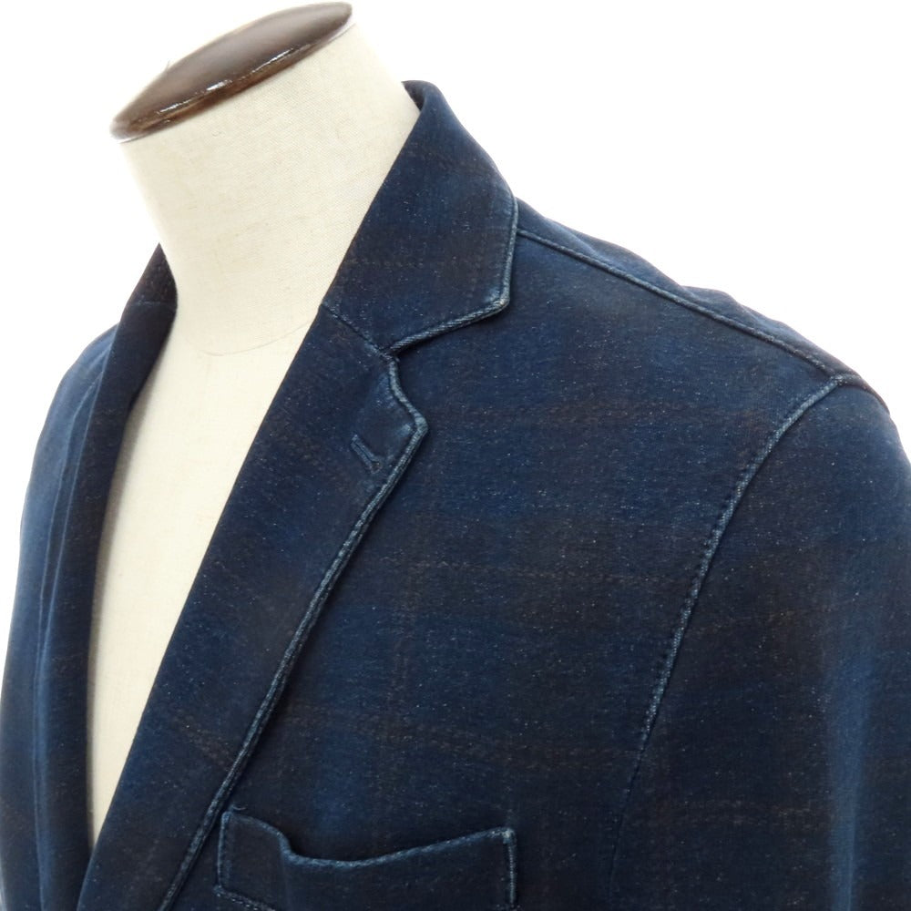 【中古】チルコロ1901 CIRCOLO 1901 スウェットコットン チェック カジュアルジャケット ネイビー【 50 】【 状態ランクD 】【 メンズ 】