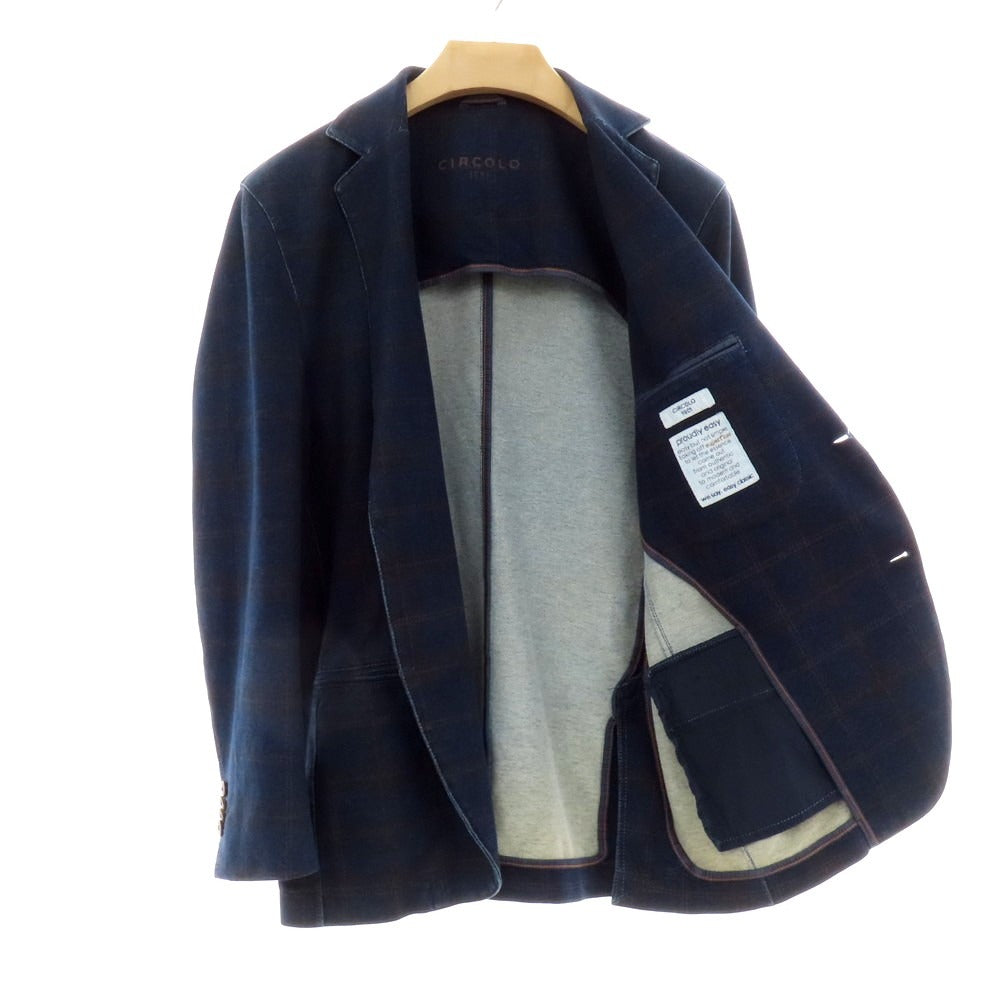 【中古】チルコロ1901 CIRCOLO 1901 スウェットコットン チェック カジュアルジャケット ネイビー【 50 】【 状態ランクD 】【 メンズ 】