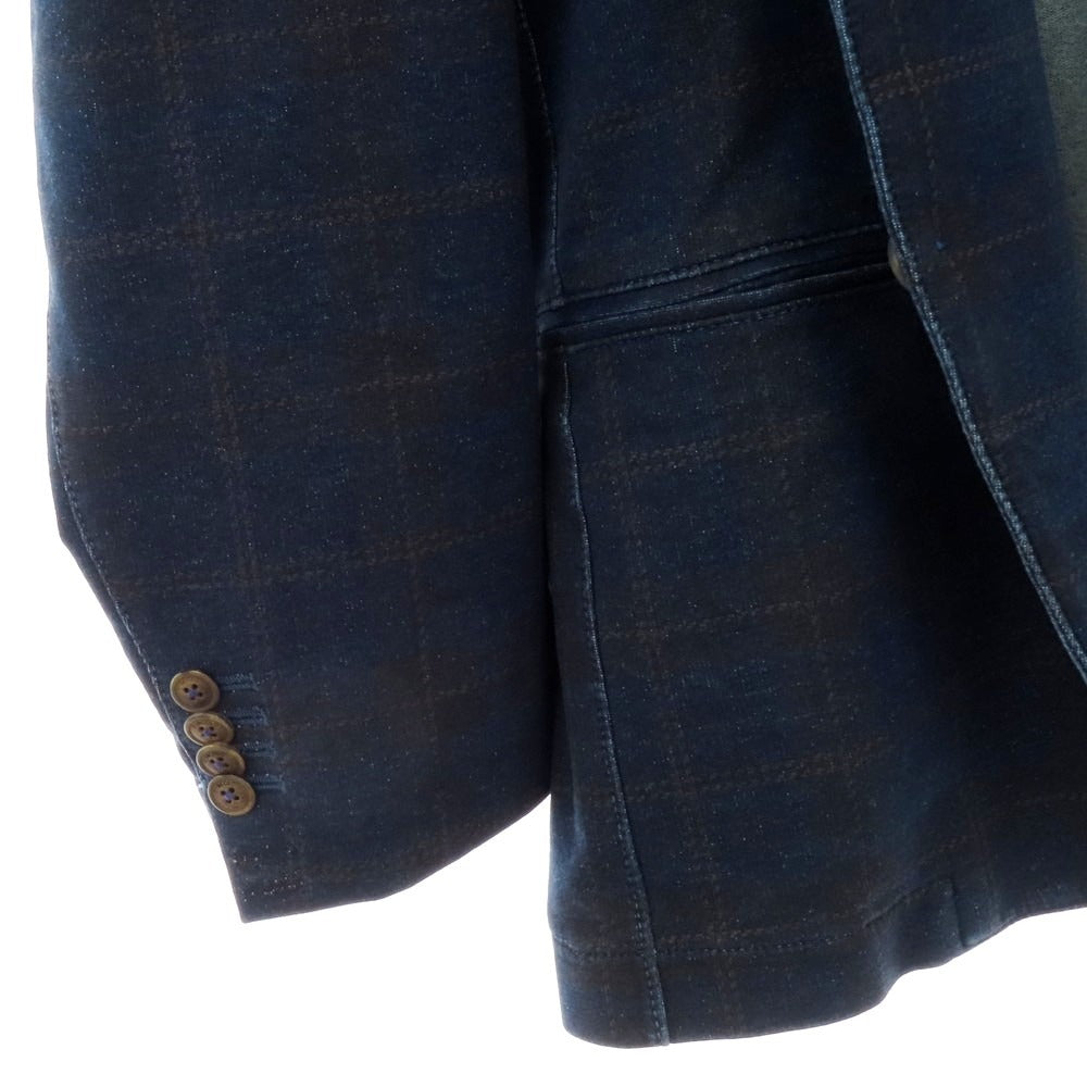 【中古】チルコロ1901 CIRCOLO 1901 スウェットコットン チェック カジュアルジャケット ネイビー【 50 】【 状態ランクD 】【 メンズ 】