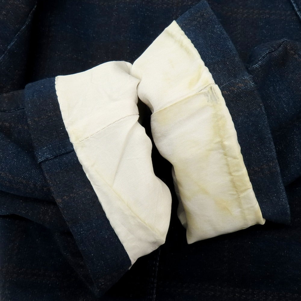 【中古】チルコロ1901 CIRCOLO 1901 スウェットコットン チェック カジュアルジャケット ネイビー【 50 】【 状態ランクD 】【 メンズ 】