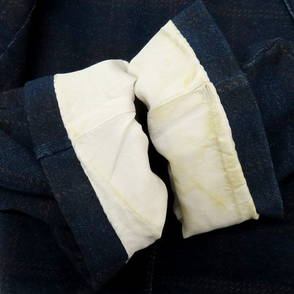 【中古】チルコロ1901 CIRCOLO 1901 スウェットコットン チェック カジュアルジャケット ネイビー【 50 】【 状態ランクD 】【 メンズ 】