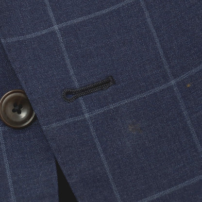 【中古】バーニーズニューヨーク BARNEYS NEWYORK ウール ウィンドウペーンチェック 2B テーラードジャケット ネイビー【サイズ50】【 状態ランクC 】【 メンズ 】