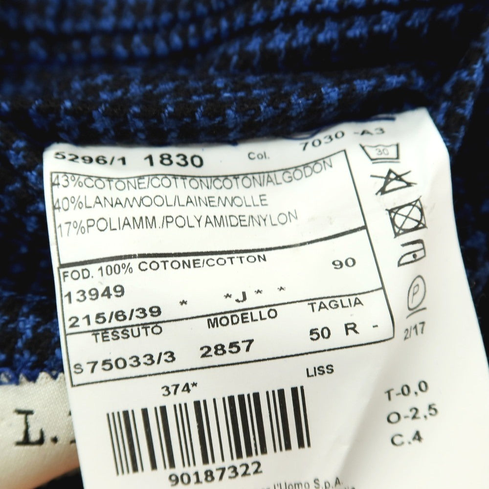 【中古】エルビーエム1911 L.B.M.1911 コットンウールナイロン ハウンドトゥース 2B カジュアルジャケット ネイビー【サイズ50】【 状態ランクB 】【 メンズ 】