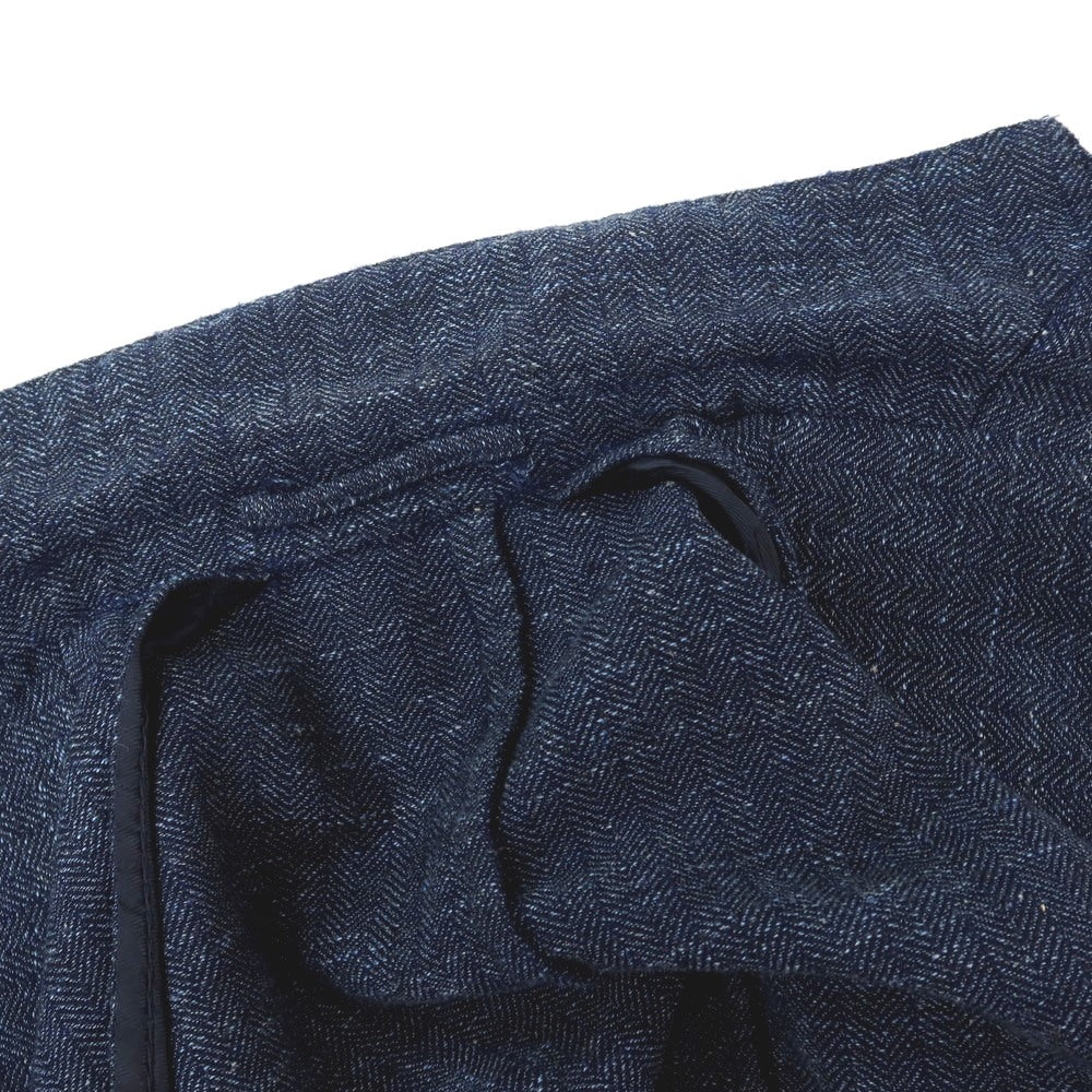 【中古】イレブンティ eleventy ウールコットンリネン ヘリンボーン 2B カジュアルジャケット ネイビー【 50 】【 状態ランクC 】【 メンズ 】[APD]