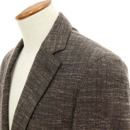 【中古】イレブンティ eleventy ウールコットンリネン ヘリンボーン 2B カジュアルジャケット ダークブラウン【サイズ50】【 状態ランクB 】【 メンズ 】