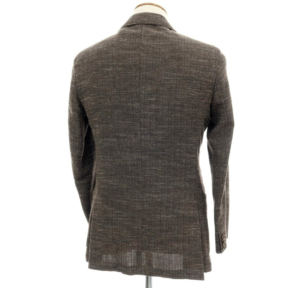 【中古】イレブンティ eleventy ウールコットンリネン ヘリンボーン 2B カジュアルジャケット ダークブラウン【サイズ50】【 状態ランクB 】【 メンズ 】