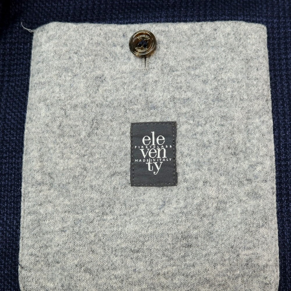 【中古】イレブンティ eleventy リネンコットンナイロン ジャージー グレンチェック 2B カジュアルジャケット ネイビー【サイズ50】【 状態ランクC 】【 メンズ 】