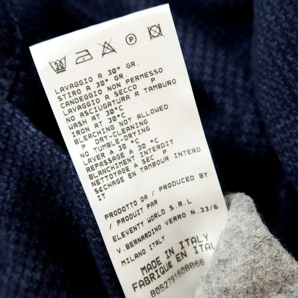 【中古】イレブンティ eleventy リネンコットンナイロン ジャージー グレンチェック 2B カジュアルジャケット ネイビー【サイズ50】【 状態ランクC 】【 メンズ 】