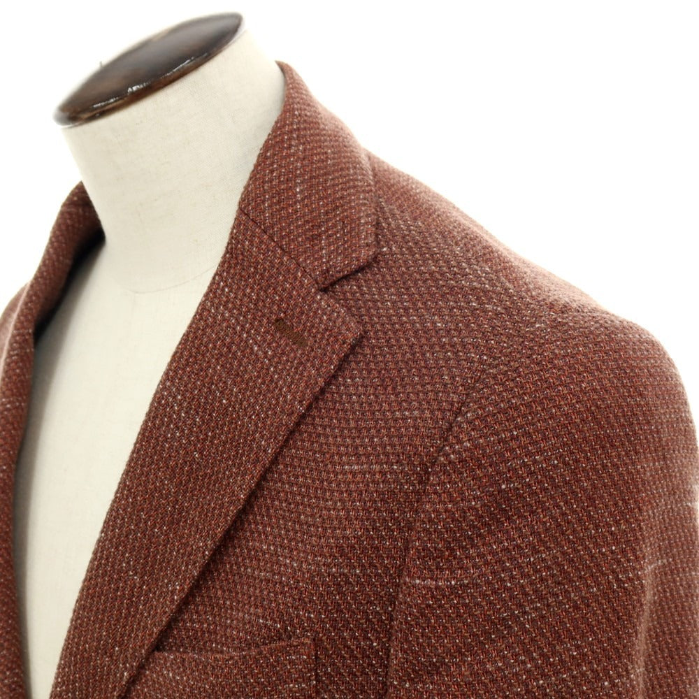 【中古】イレブンティ eleventy リネンコットンポリエステルビスコース 2B テーラードジャケット オレンジブラウン系【サイズ50】【 状態ランクC 】【 メンズ 】