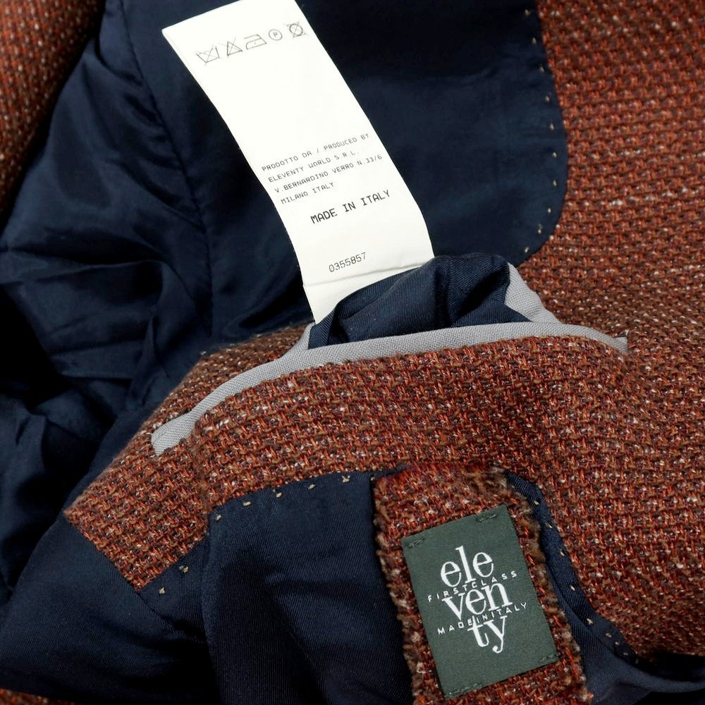 【中古】イレブンティ eleventy リネンコットンポリエステルビスコース 2B テーラードジャケット オレンジブラウン系【サイズ50】【 状態ランクC 】【 メンズ 】
