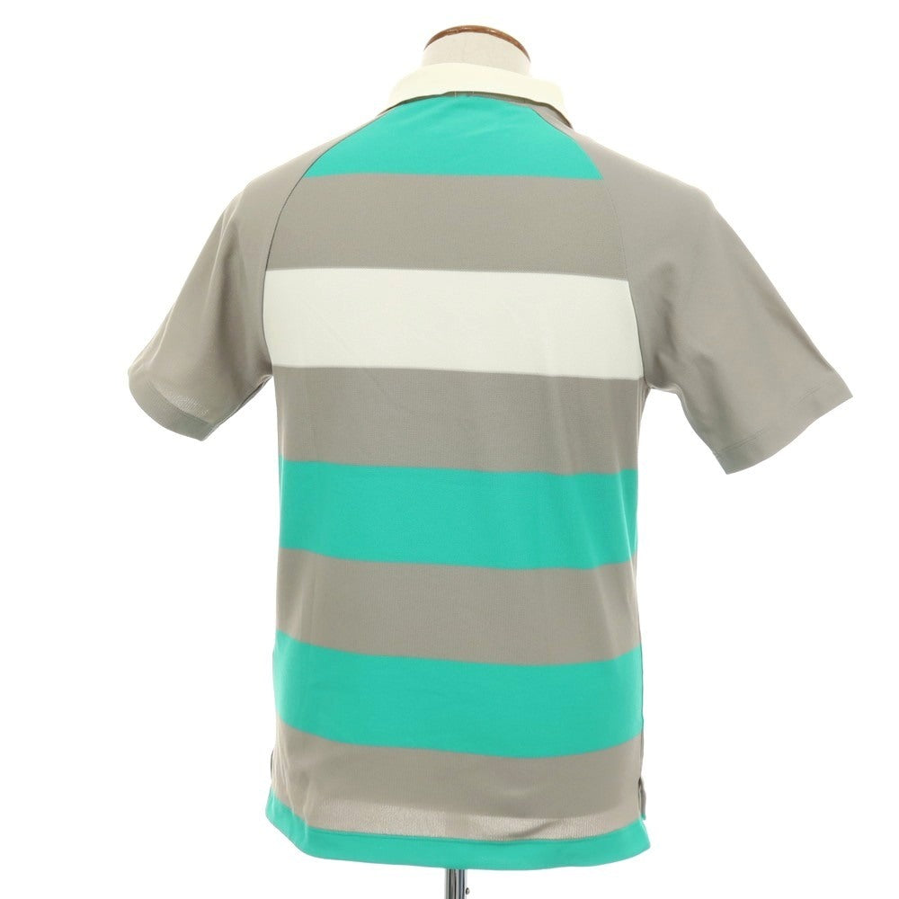 【中古】【未使用】ナイキ ゴルフ NIKE GOLF ドライフィット ポリエステル ボーダー 半袖ポロシャツ グレーxグリーン【サイズM】【 状態ランクS 】【 メンズ 】