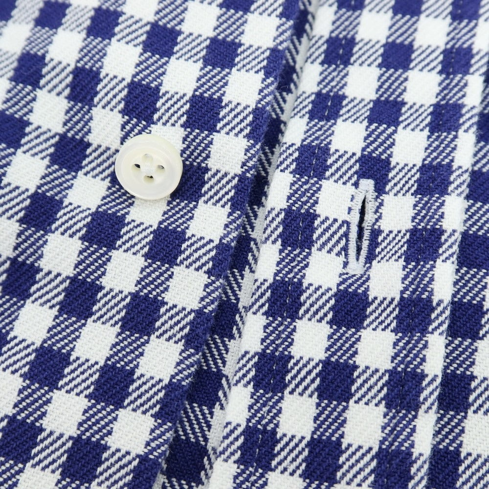 【中古】サルヴァトーレピッコロ Salvatore Piccolo コットン ギンガムチェック セミワイドカラー カジュアルシャツ ネイビーxホワイト【 41 】【 状態ランクB 】【 メンズ 】
