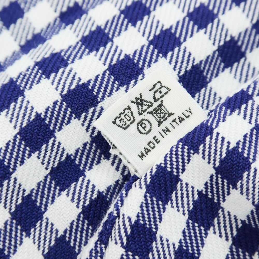 【中古】サルヴァトーレピッコロ Salvatore Piccolo コットン ギンガムチェック セミワイドカラー カジュアルシャツ ネイビーxホワイト【 41 】【 状態ランクB 】【 メンズ 】