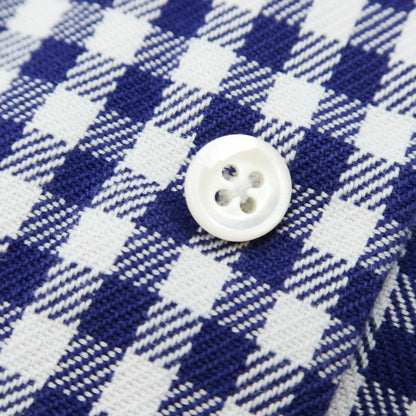 【中古】サルヴァトーレピッコロ Salvatore Piccolo コットン ギンガムチェック セミワイドカラー カジュアルシャツ ネイビーxホワイト【 41 】【 状態ランクB 】【 メンズ 】