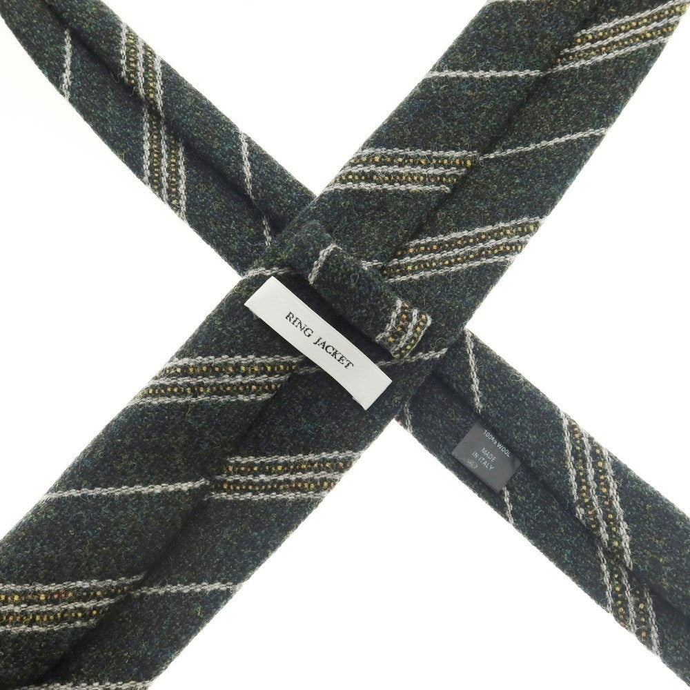 【中古】リングヂャケット RING JACKET ウール ストライプ柄ネクタイ グリーン【 状態ランクA 】【 メンズ 】