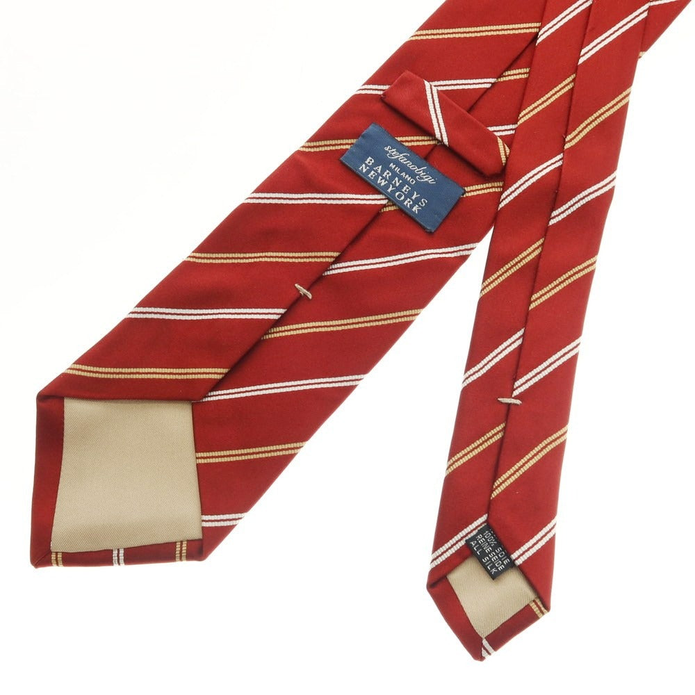 【中古】ステファノ ビジ stefano bigi シルク ストライプ柄ネクタイ レッド【 状態ランクB 】【 メンズ 】