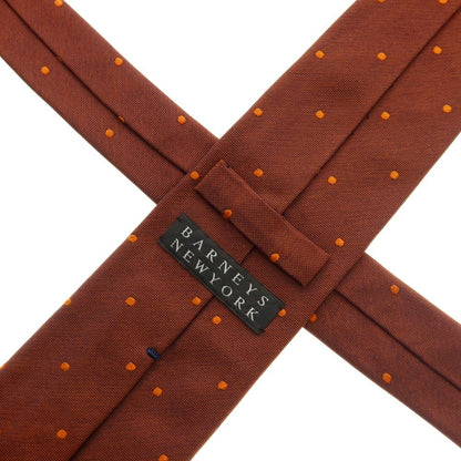 【中古】バーニーズニューヨーク BARNEYS NEWYORK シルク ドット柄ネクタイ オレンジブラウン【 状態ランクB 】【 メンズ 】