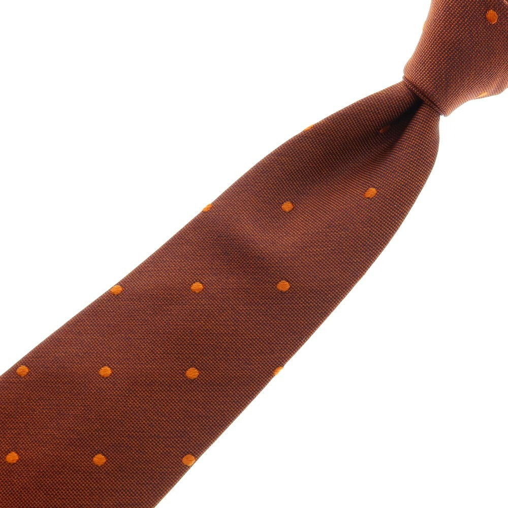 【中古】バーニーズニューヨーク BARNEYS NEWYORK シルク ドット柄ネクタイ オレンジブラウン【 状態ランクB 】【 メンズ 】