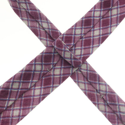 【中古】マタビシ Mattabisch ウール プリント チェック柄ネクタイ パープルxグレー【 状態ランクC 】【 メンズ 】