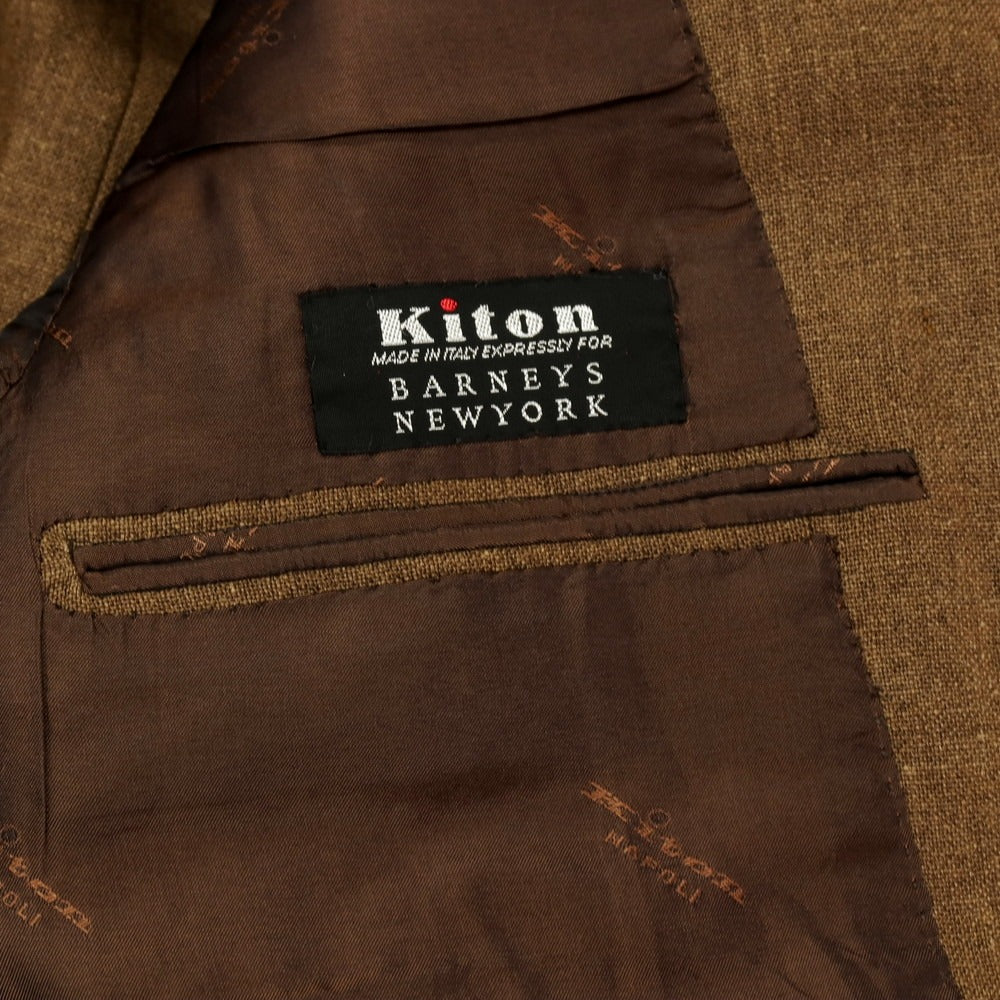 【中古】キートン Kiton シルクモヘヤ テーラードジャケット カーキブラウン【 50 】【 状態ランクA 】【 メンズ 】 []