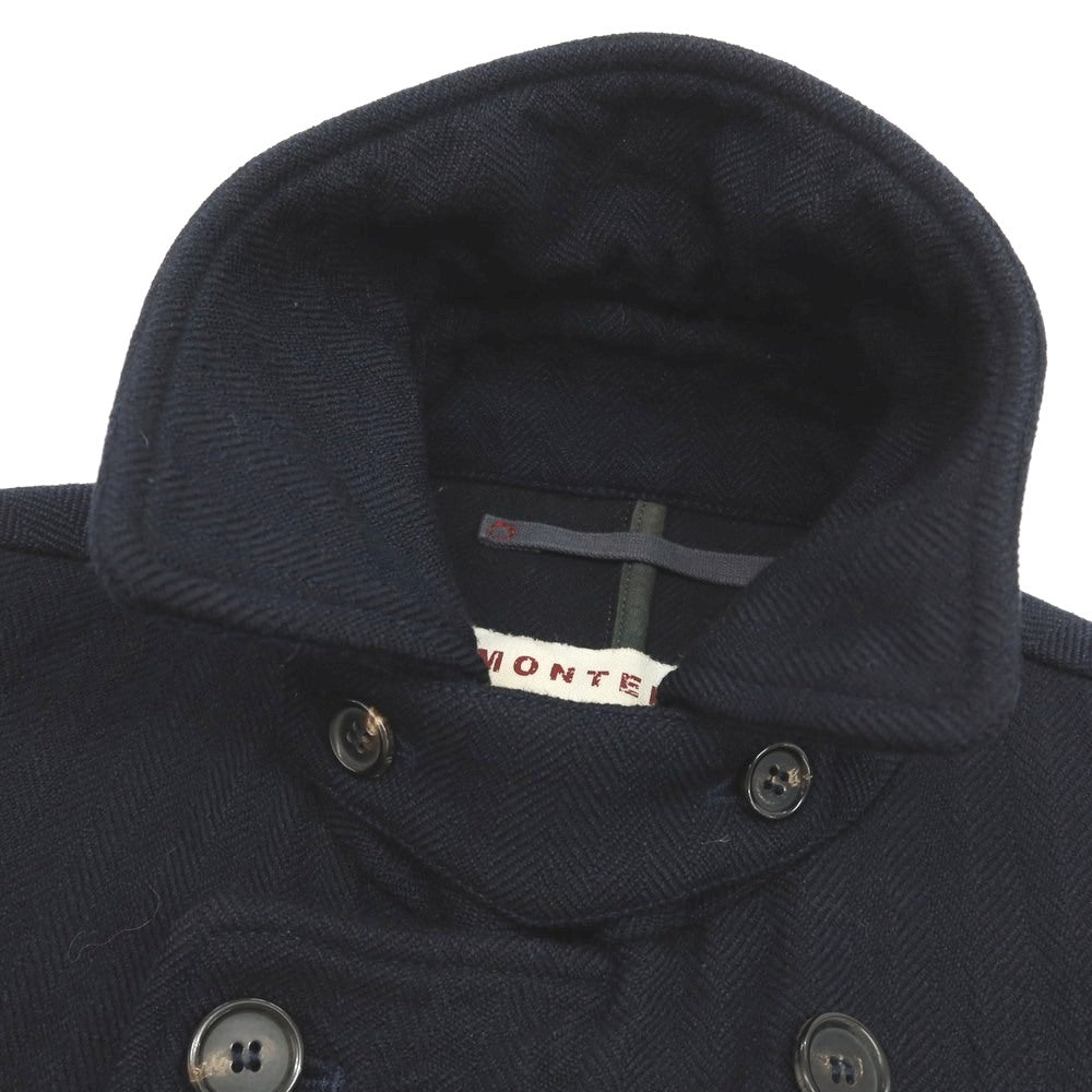 【中古】モンテドーロ Montedoro ウールコットン ダブルブレストコート ネイビー【サイズ48】【 状態ランクC 】【 メンズ 】[BPD]