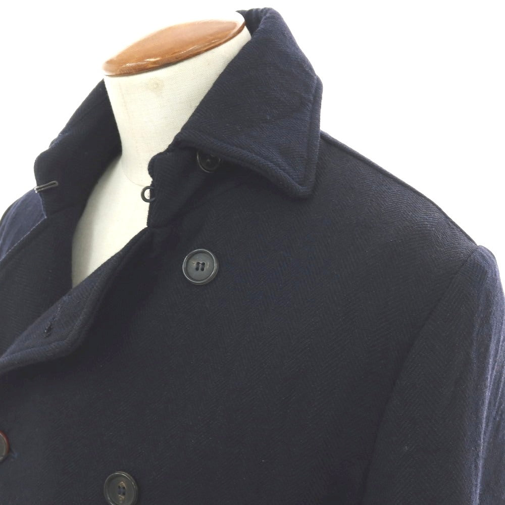 【中古】モンテドーロ Montedoro ウールコットン ダブルブレストコート ネイビー【サイズ48】【 状態ランクC 】【 メンズ 】[BPD]