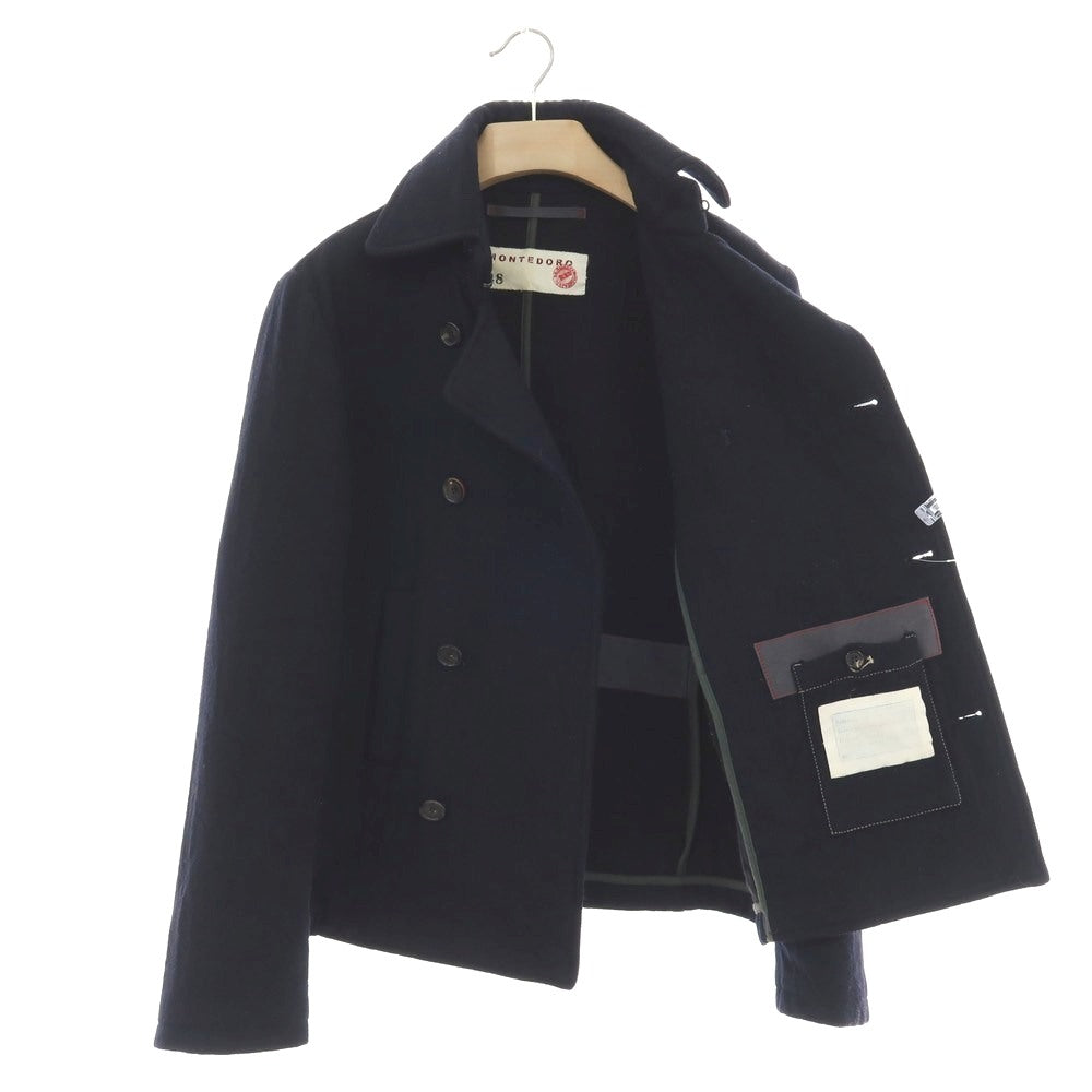 【中古】モンテドーロ Montedoro ウールコットン ダブルブレストコート ネイビー【 48 】【 状態ランクC 】【 メンズ 】