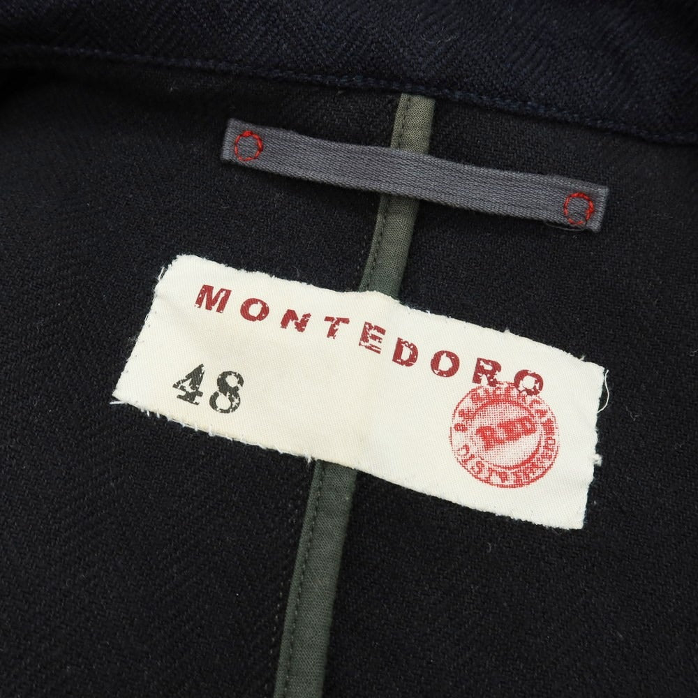 【中古】モンテドーロ Montedoro ウールコットン ダブルブレストコート ネイビー【サイズ48】【 状態ランクC 】【 メンズ 】[BPD]