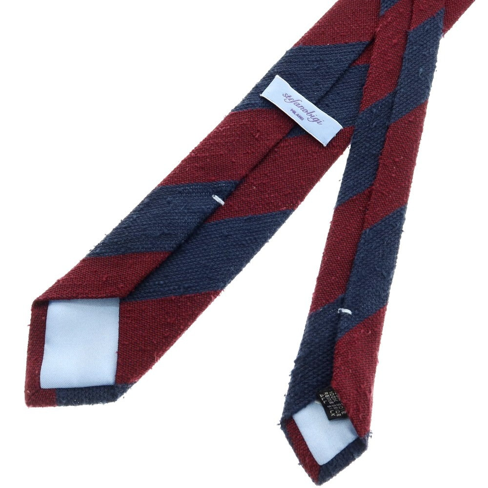 【中古】ステファノ ビジ stefano bigi シルク ストライプ柄ネクタイ ワインレッドxネイビー【 状態ランクB 】【 メンズ 】