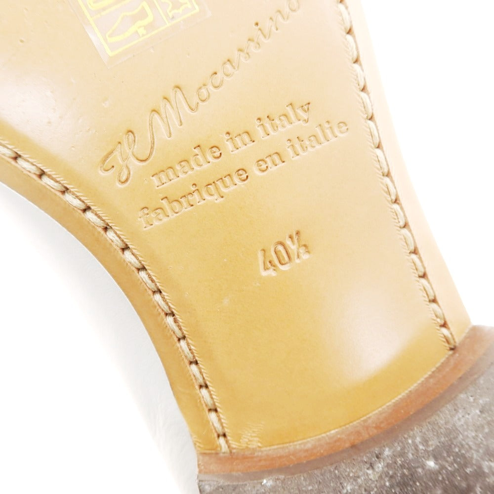 【中古】イルモカシーノ IL MOCASSINO ベルジャンシューズ ローファー ホワイト【 40 1/2 】【 状態ランクB 】【 メンズ 】