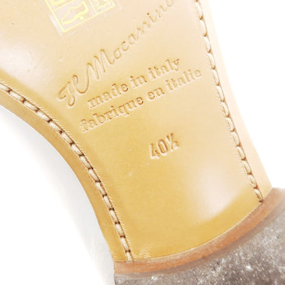 【中古】イルモカシーノ IL MOCASSINO ベルジャンシューズ ローファー ホワイト【 40 1/2 】【 状態ランクB 】【 メンズ 】