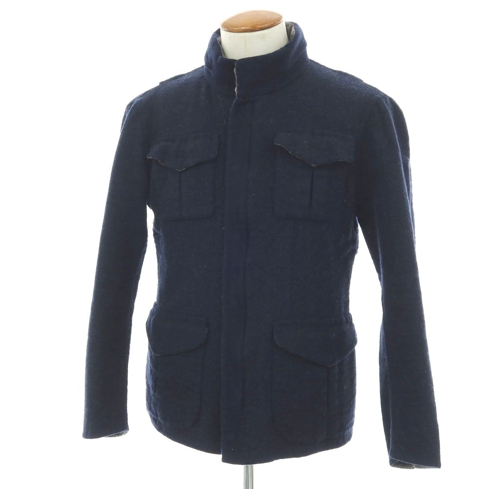 【中古】サルトリオ Sartorio ストレッチ ウール ミリタリージャケット ネイビー【 サイズ表記なし（M位） 】【 状態ランクB 】【 メンズ 】 [APD]