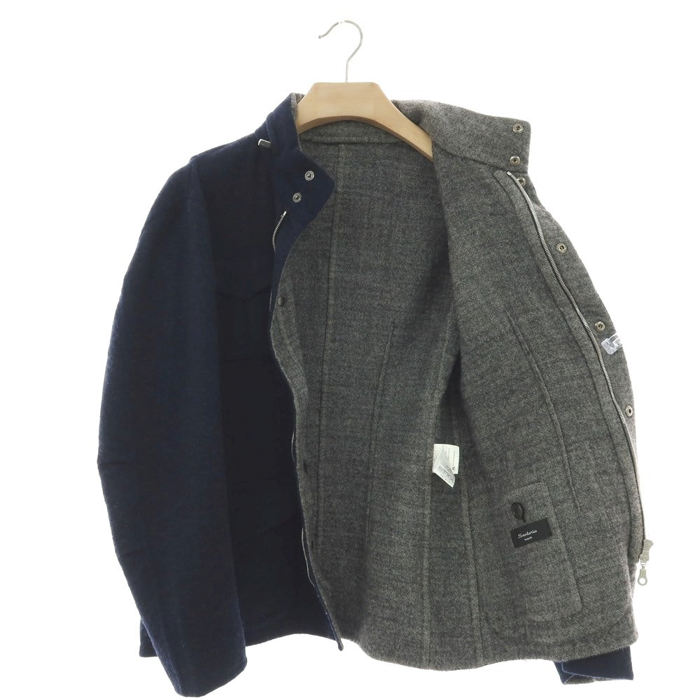 【中古】サルトリオ Sartorio ストレッチ ウール ミリタリージャケット ネイビー【 サイズ表記なし（M位） 】【 状態ランクB 】【 メンズ 】 [APD]