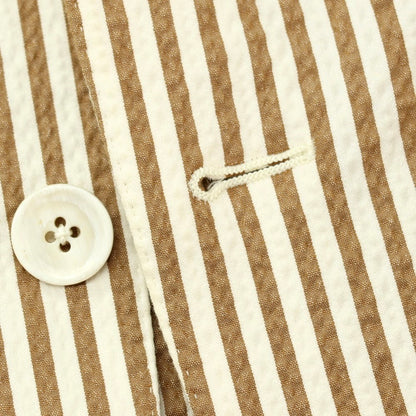 【中古】エルネスト ernesto GFB ストレッチ コットンナイロン サッカー ストライプ 2B カジュアルジャケット クリームブラウン【サイズ44】【 状態ランクC 】【 メンズ 】