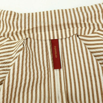 【中古】エルネスト ernesto GFB ストレッチ コットンナイロン サッカー ストライプ 2B カジュアルジャケット クリームブラウン【サイズ44】【 状態ランクC 】【 メンズ 】