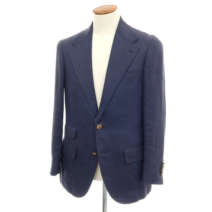【中古】ポールスチュアート PAUL STUART リネン 2B テーラードジャケット ネイビー【サイズ46】【 状態ランクC 】【 メンズ 】