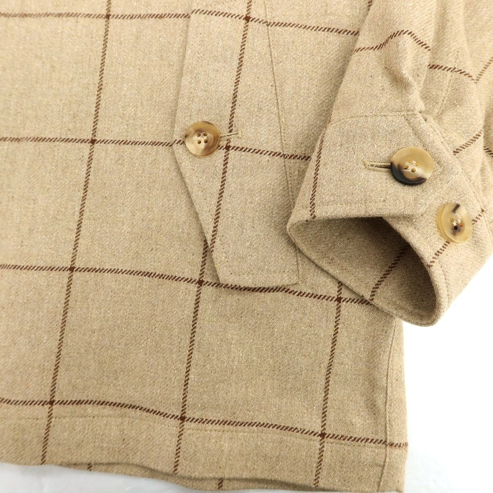 【中古】インバーティア INVERTERE コットンシルクウール ウィンドウペーンチェック スイングトップ ベージュ【 38 】【 状態ランクB 】【 メンズ 】