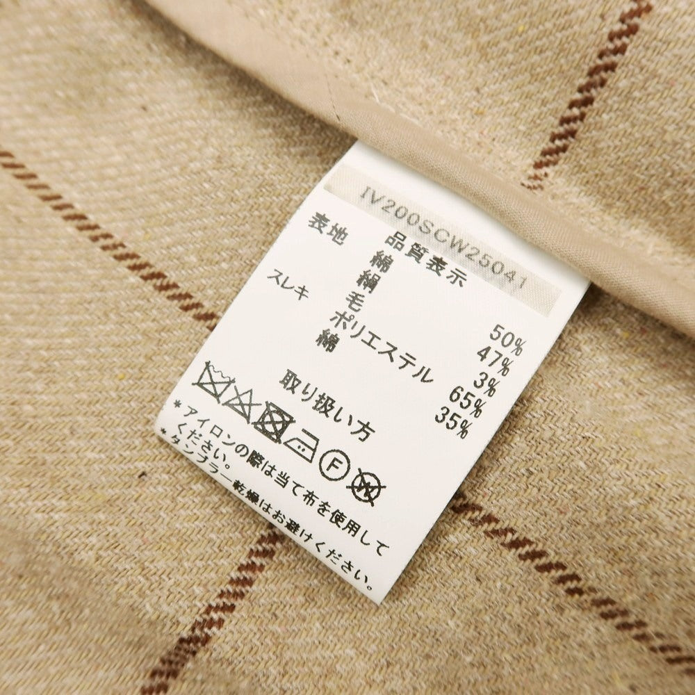 【中古】インバーティア INVERTERE コットンシルクウール ウィンドウペーンチェック スイングトップ ベージュ【 38 】【 状態ランクB 】【 メンズ 】