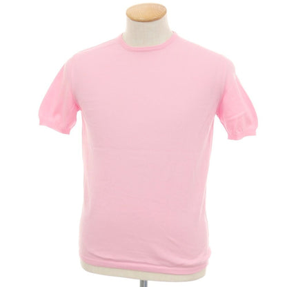 【中古】クルチアーニ CRUCIANI ハイゲージ コットン クルーネック 半袖 プルオーバーニット ピンク【サイズ44】【 状態ランクB 】【 メンズ 】