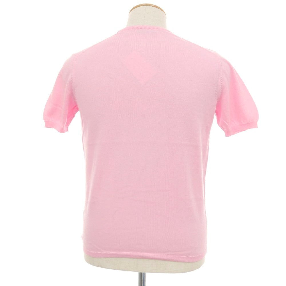 【中古】クルチアーニ CRUCIANI ハイゲージ コットン クルーネック 半袖 プルオーバーニット ピンク【サイズ44】【 状態ランクB 】【 メンズ 】