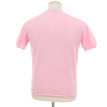 【中古】クルチアーニ CRUCIANI ハイゲージ コットン クルーネック 半袖 プルオーバーニット ピンク【サイズ44】【 状態ランクB 】【 メンズ 】
