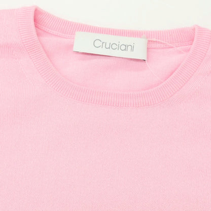 【中古】クルチアーニ CRUCIANI ハイゲージ コットン クルーネック 半袖 プルオーバーニット ピンク【サイズ44】【 状態ランクB 】【 メンズ 】