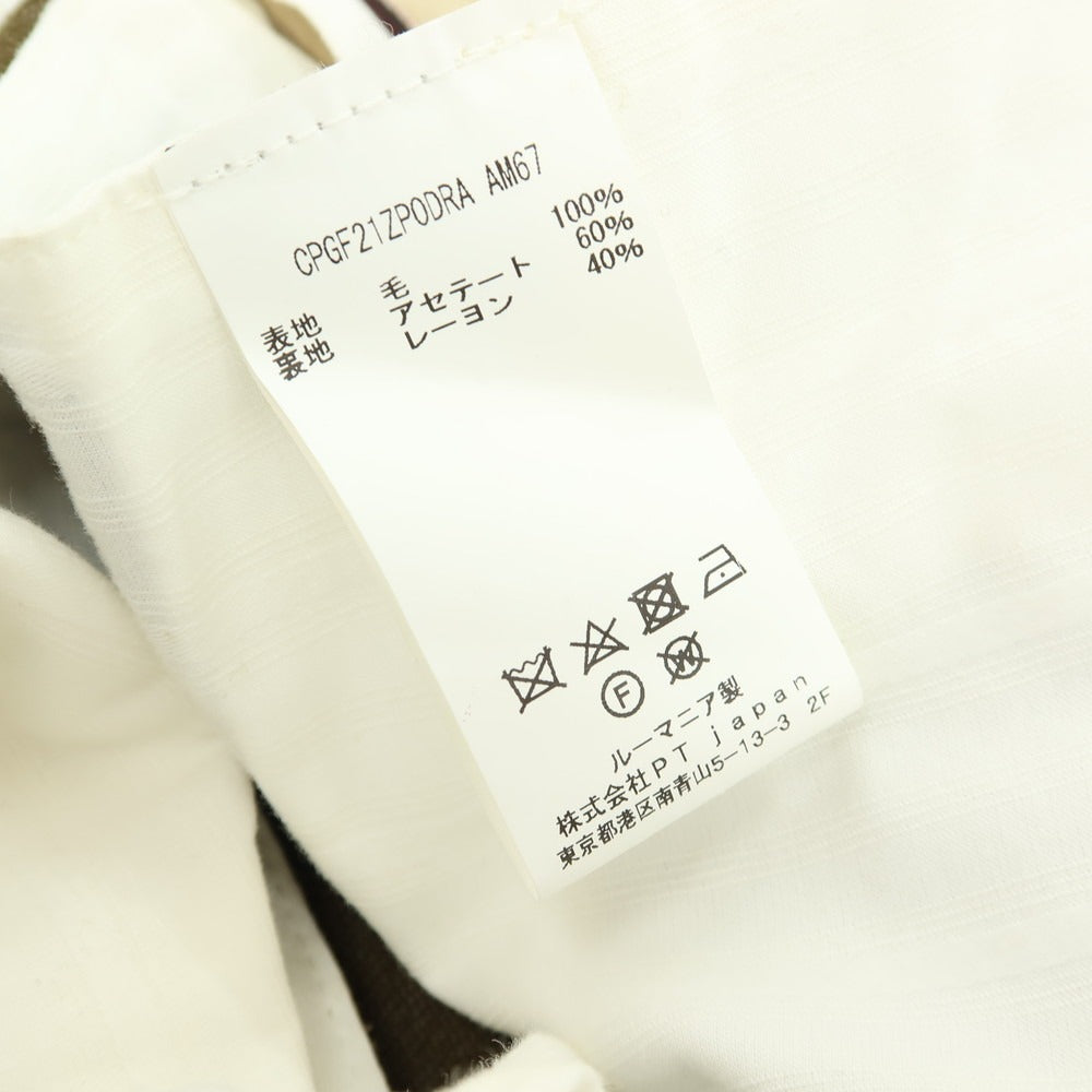 【中古】ピーティーゼロウーノ PT01 ウール ツープリーツ ドレススラックスパンツ カーキ【 44 】【 状態ランクC 】【 メンズ 】