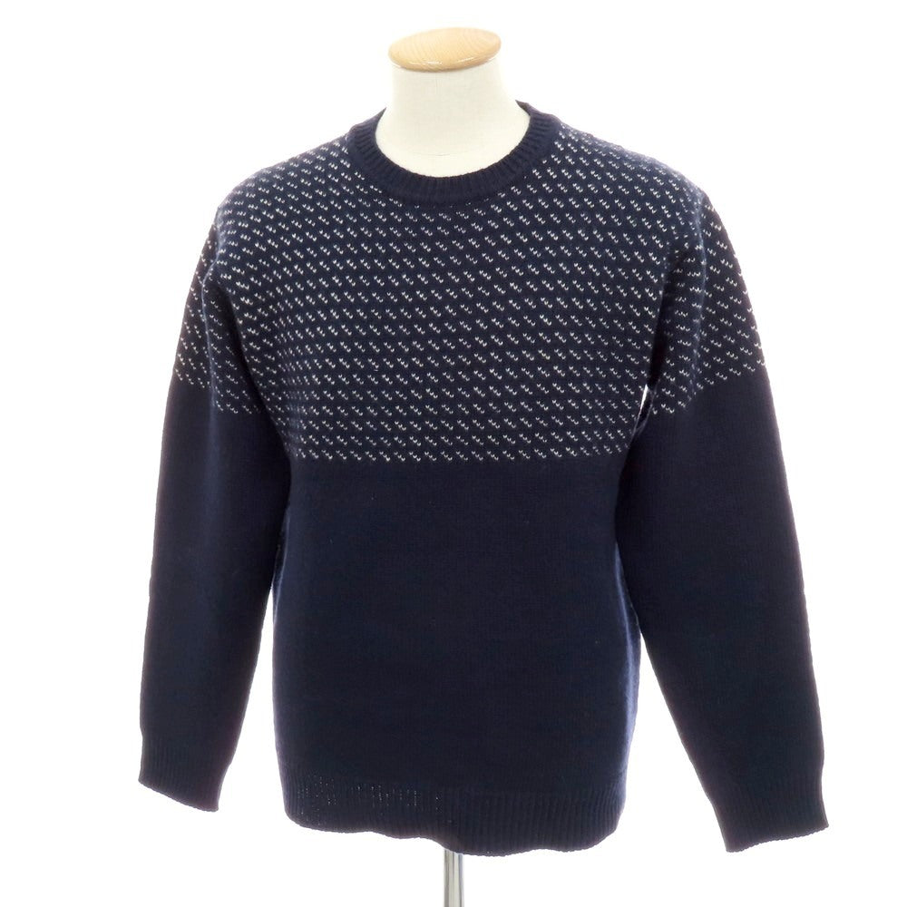 【中古】ウールリッチ WOOLRICH ミドルゲージ ウール クルーネック プルオーバーニット ネイビー【 サイズM 】【 状態ランクB 】【 メンズ 】 [APD]