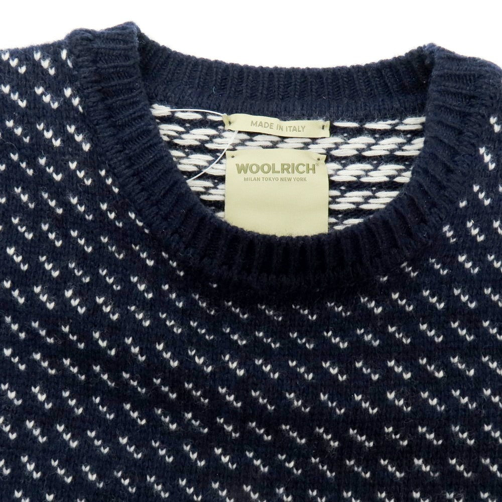 【中古】ウールリッチ WOOLRICH ミドルゲージ ウール クルーネック プルオーバーニット ネイビー【 サイズM 】【 状態ランクB 】【 メンズ 】 [APD]