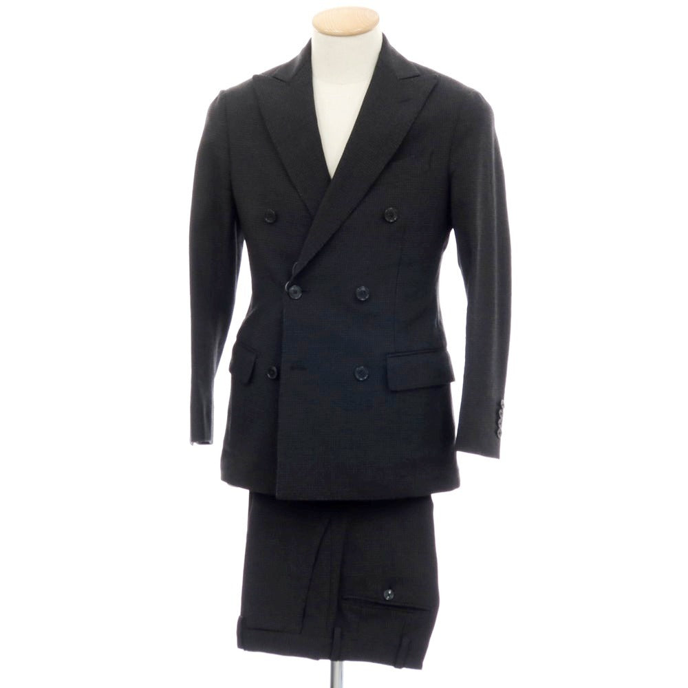 【中古】ラルディーニ LARDINI ウール ダブルスーツ チャコールグレーxブラック【サイズ42】【 状態ランクD 】【 メンズ 】