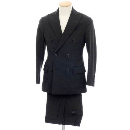 【中古】ラルディーニ LARDINI ウール ダブルスーツ チャコールグレーxブラック【サイズ42】【 状態ランクD 】【 メンズ 】