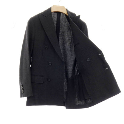 【中古】ラルディーニ LARDINI ウール ダブルスーツ チャコールグレーxブラック【サイズ42】【 状態ランクD 】【 メンズ 】