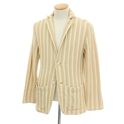 【中古】ラルディーニ LARDINI コットンナイロン ストライプ 2B ニットジャケット ベージュxアイボリー【サイズXS】【 状態ランクC 】【 メンズ 】